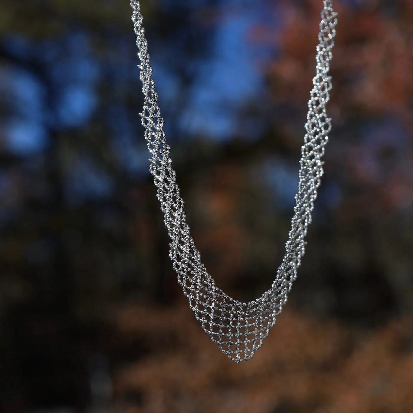 Sterling Small Woven Chevron Necklace