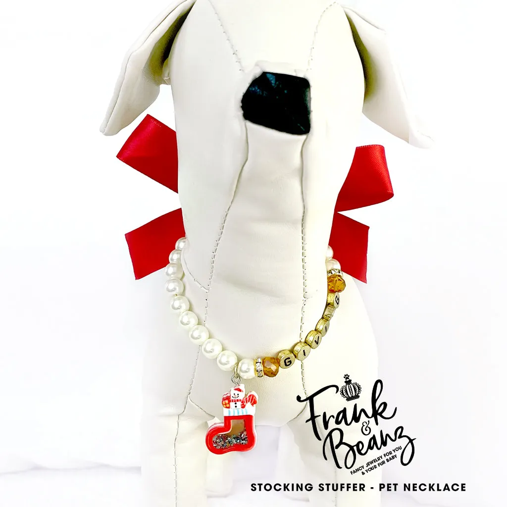 Stocking Stuffer Pearl Dog Necklace Christmas Cat Necklace Luxury Holiday Pet Jewelry