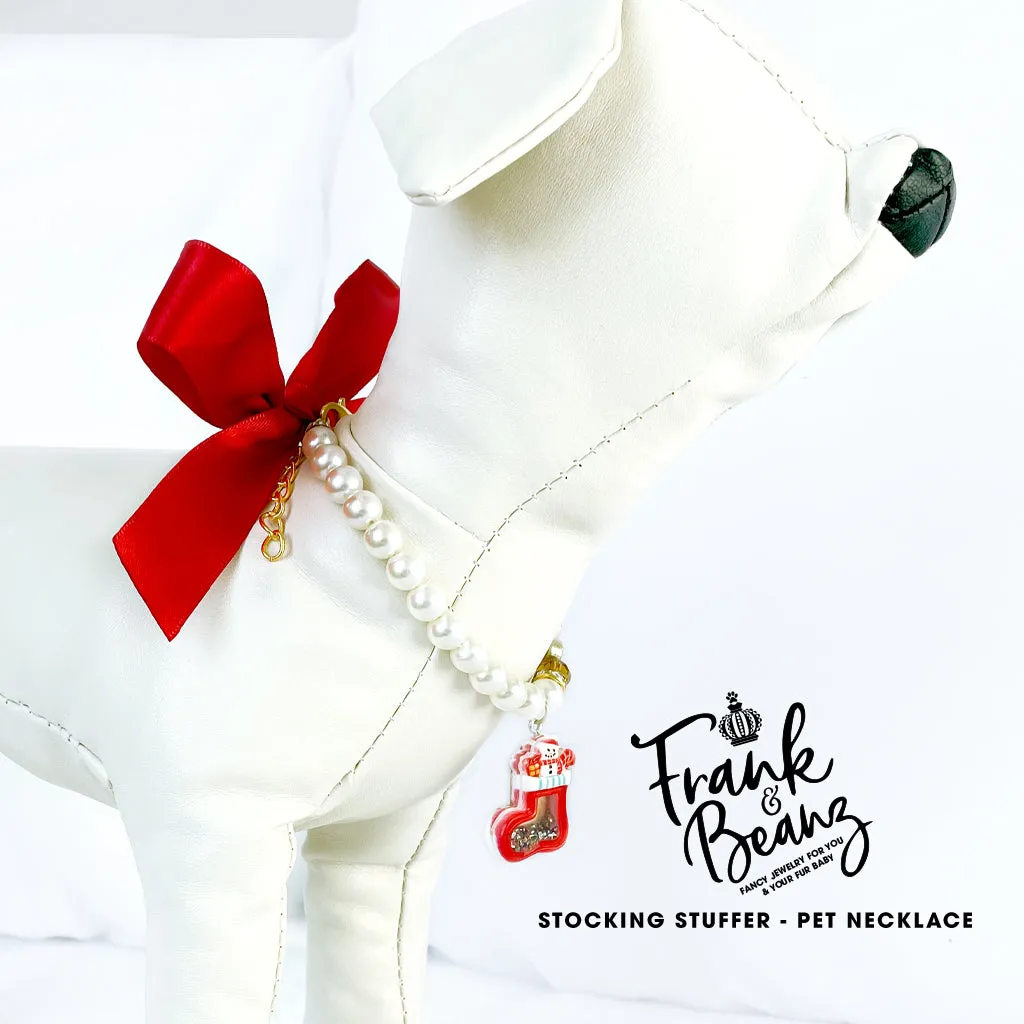 Stocking Stuffer Pearl Dog Necklace Christmas Cat Necklace Luxury Holiday Pet Jewelry