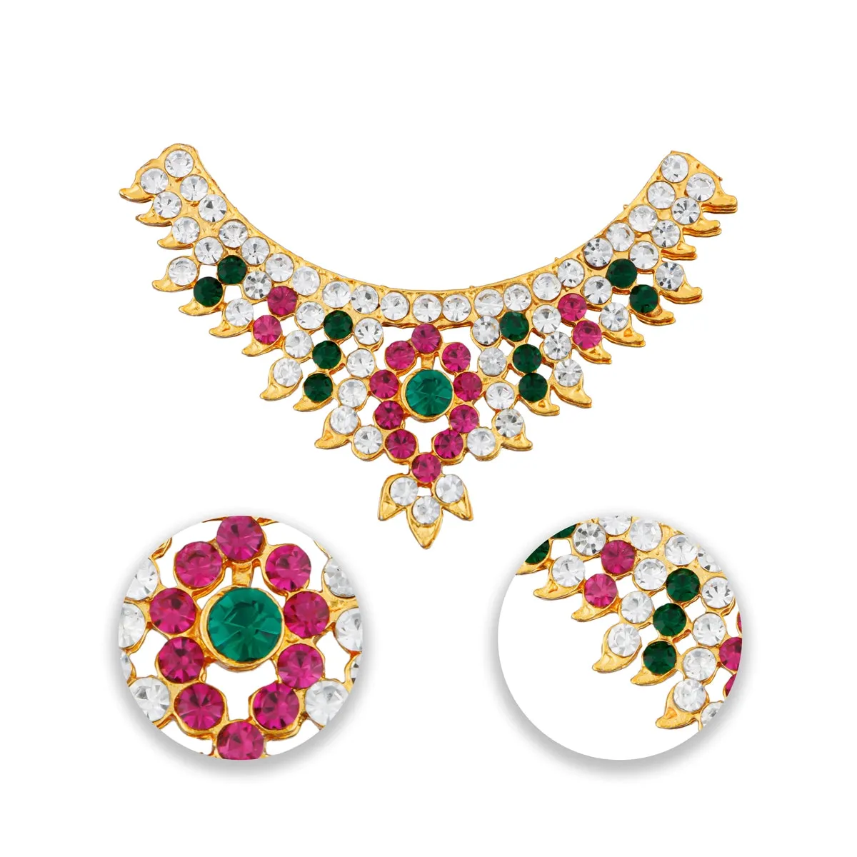 Stone Necklace - 1.5 x 2.5 Inches | Artificial Jewelry/ Multicolour Stone Jewellery for Deity