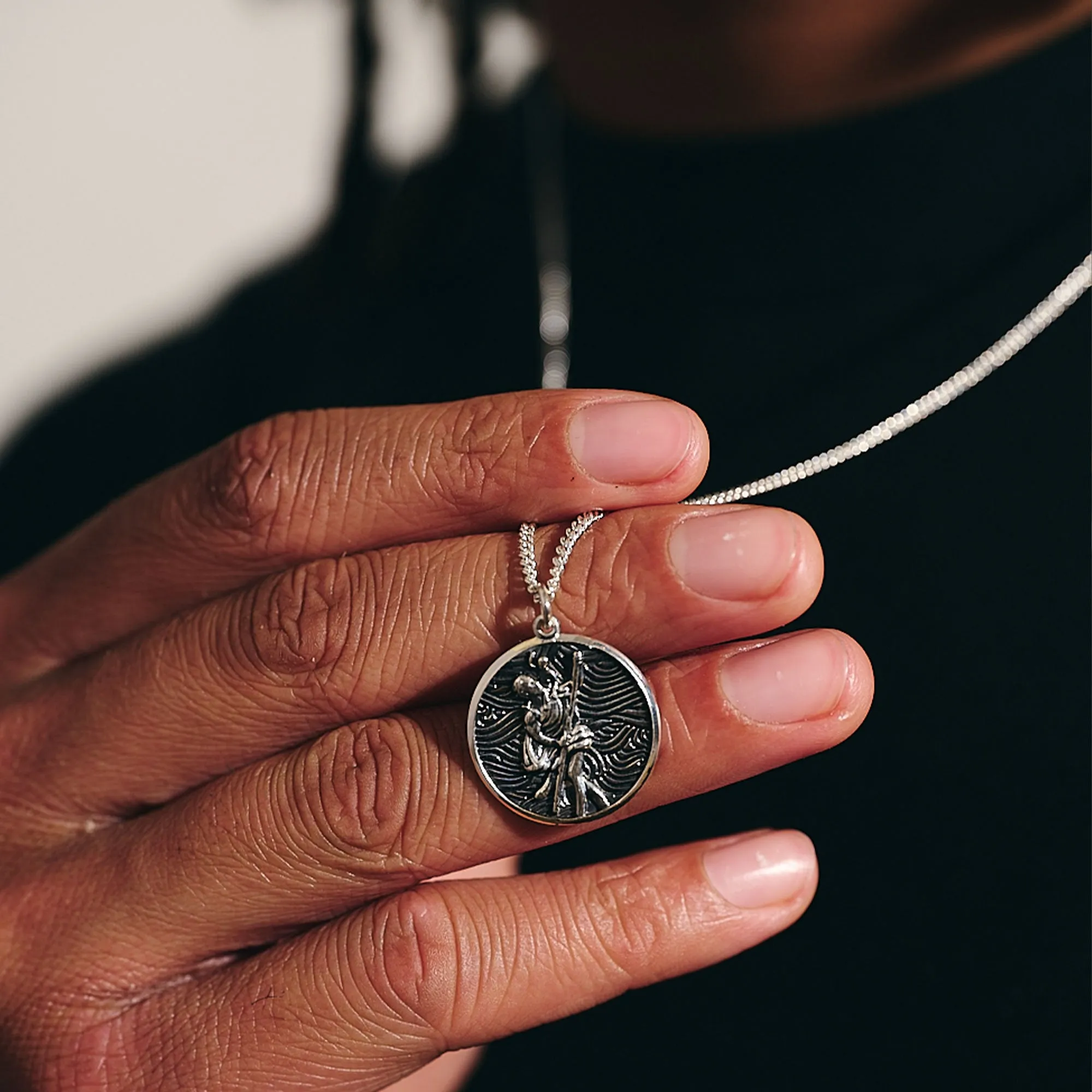 Storm Guardian Silver St Christopher Necklace