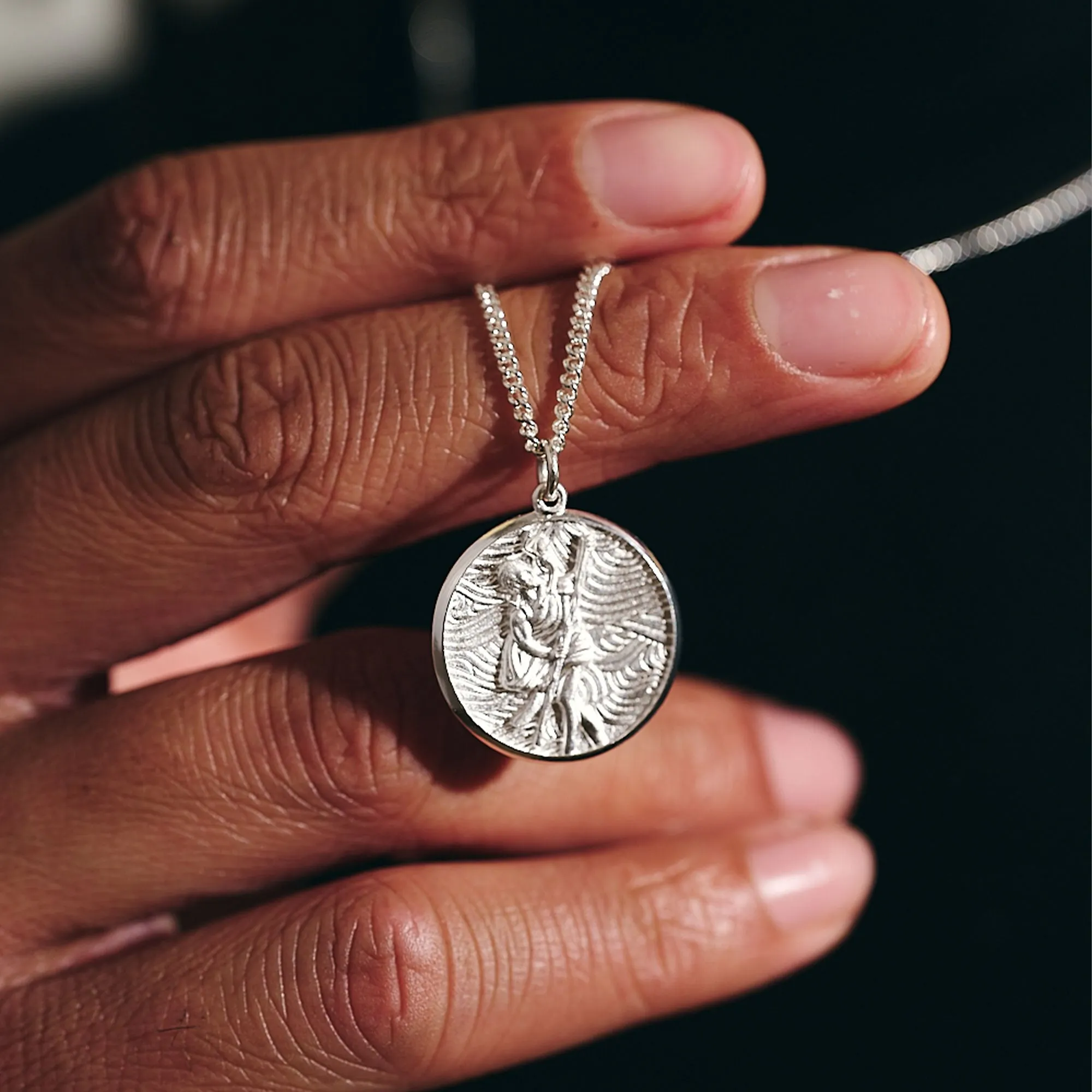 Storm Guardian Silver St Christopher Necklace
