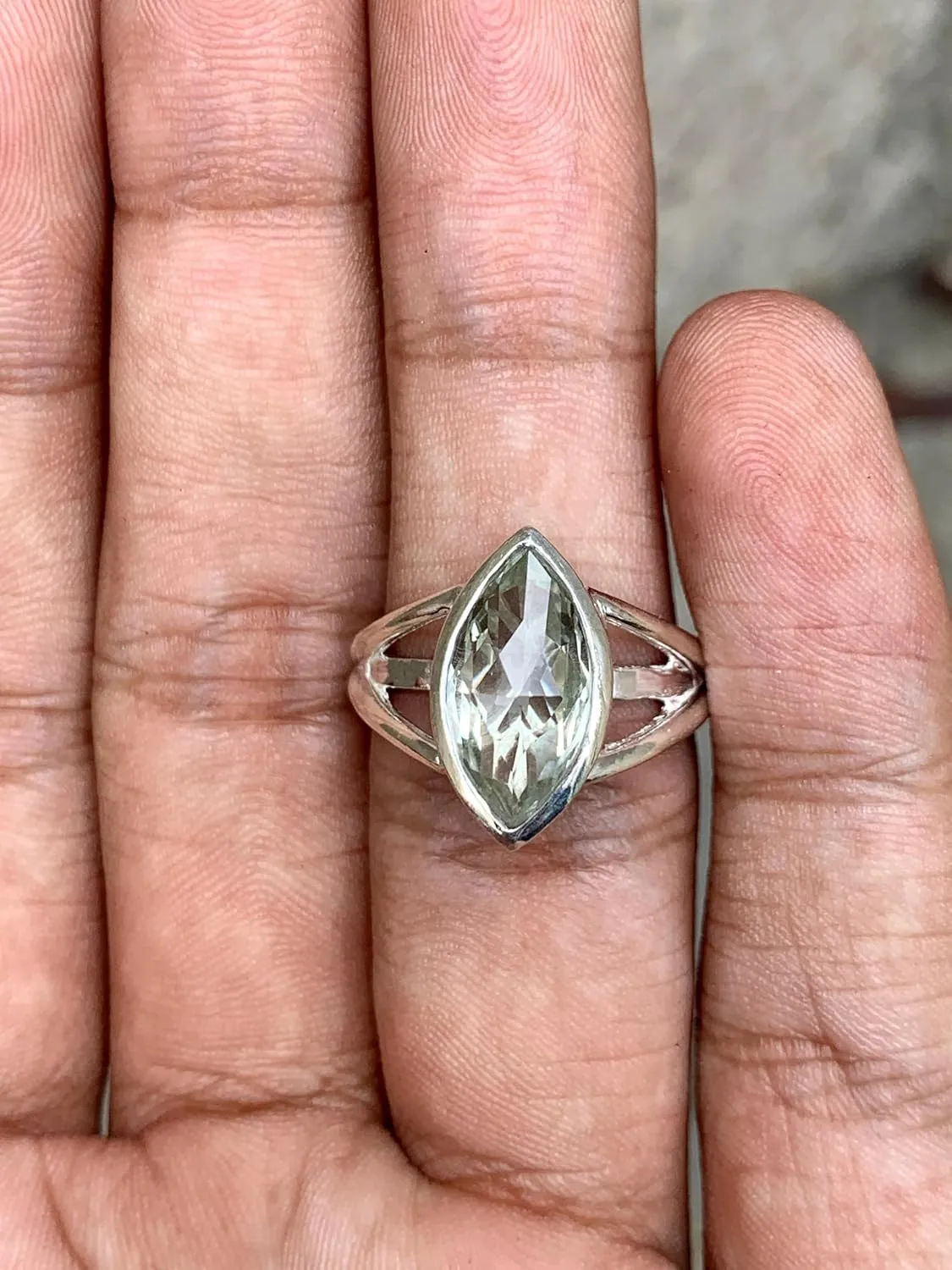Stunning Natural Green Amethyst-Prasiolite Marquise Anniversary Ring - 925 Sterling Silver Engagement Ring - Birthstone Solitaire Ring Promise