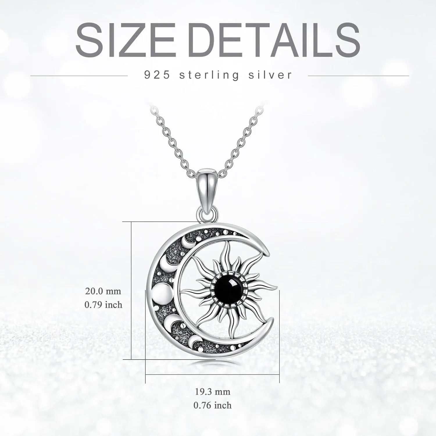 Sun and Moon Necklace 925 Sterling Silver Sun Moon Pendant Gemstone Jewelry Gifts for Women