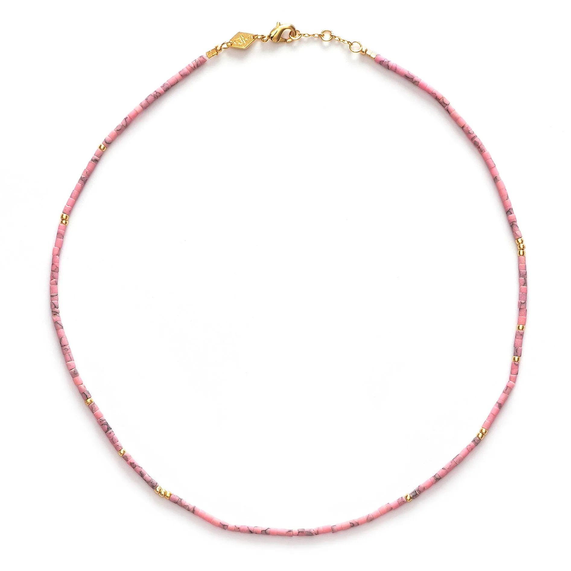 Sun Stalker Gold Plated Necklace w. Apricot Wash Beads