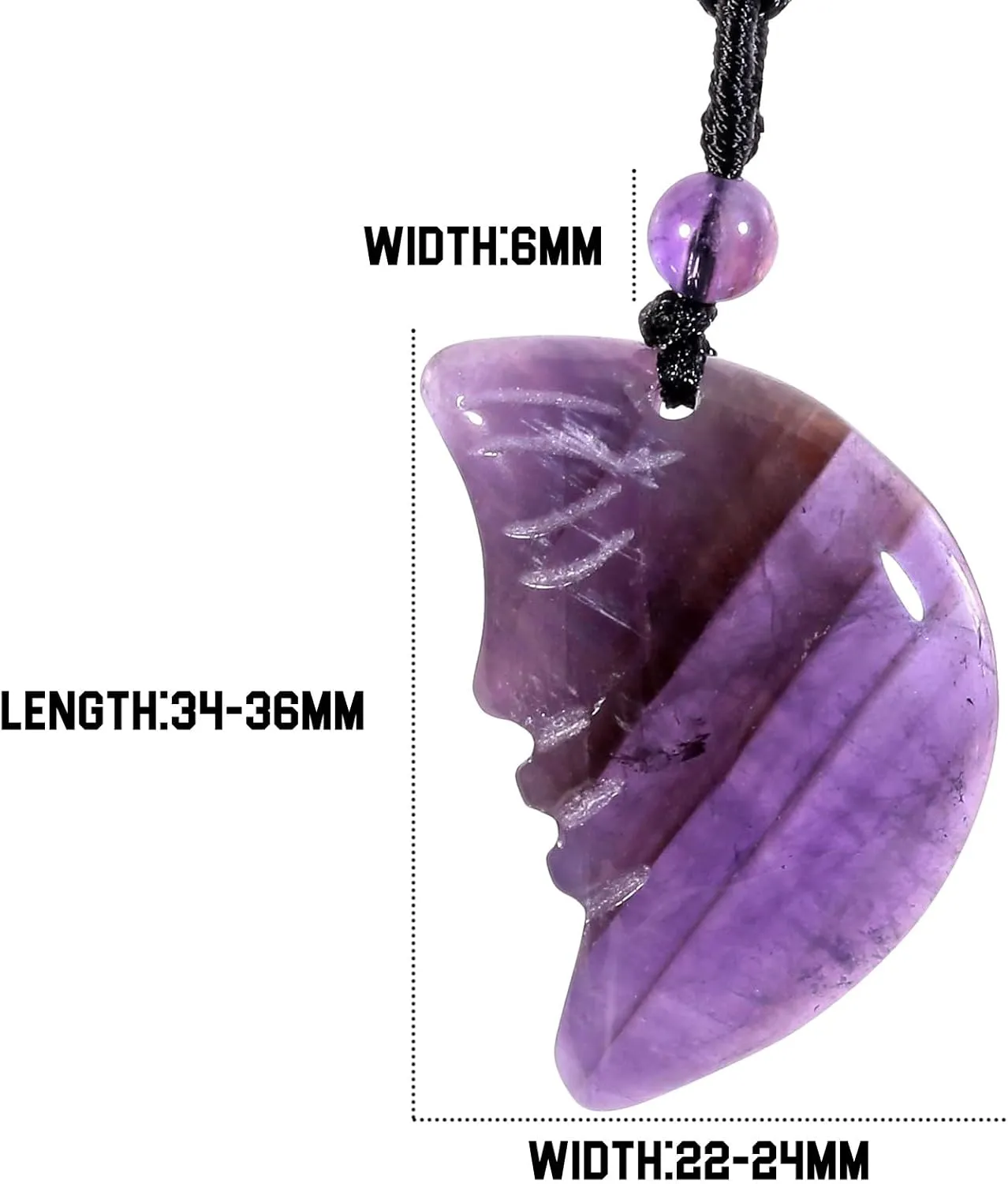 SUNYIK 2PCS Crescent Moon Pendant Necklace for Women Men, Crystal Stone Moon Face Necklace for Unisex with Adjustable Rope 16-27"