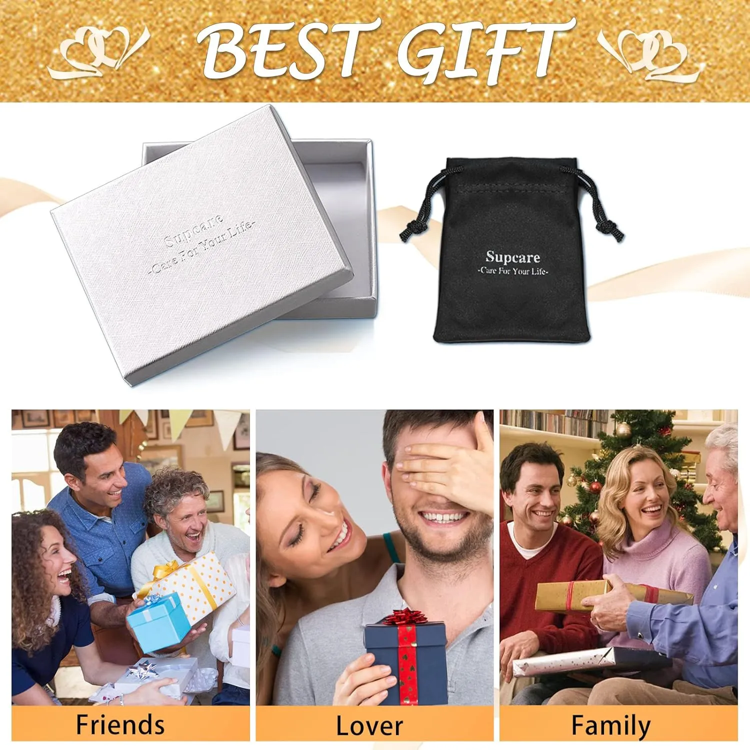 Supcare Locket Necklace That Holds Pictures-Engraved Photo Pendant Custom Jewellery Gifts for Men Women (with Jewellery Gift Box)