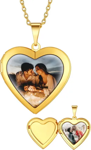 Supcare Locket Necklace That Holds Pictures-Engraved Photo Pendant Custom Jewellery Gifts for Men Women (with Jewellery Gift Box)