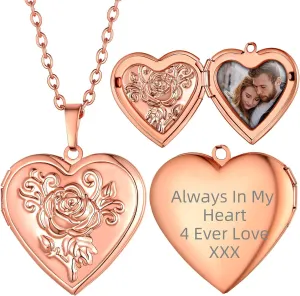 Supcare Locket Necklace That Holds Pictures-Engraved Photo Pendant Custom Jewellery Gifts for Men Women (with Jewellery Gift Box)