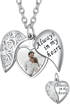 Supcare Locket Necklace That Holds Pictures-Engraved Photo Pendant Custom Jewellery Gifts for Men Women (with Jewellery Gift Box)