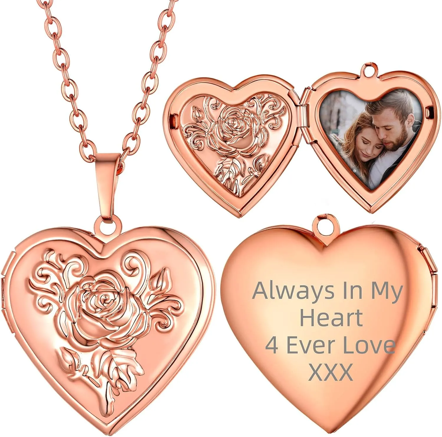 Supcare Locket Necklace That Holds Pictures-Engraved Photo Pendant Custom Jewellery Gifts for Men Women (with Jewellery Gift Box)