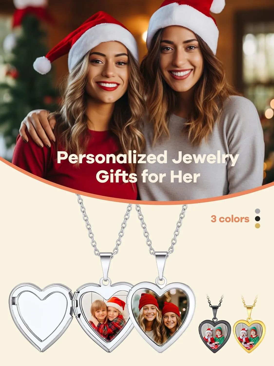Supcare Locket Necklace That Holds Pictures-Engraved Photo Pendant Custom Jewellery Gifts for Men Women (with Jewellery Gift Box)