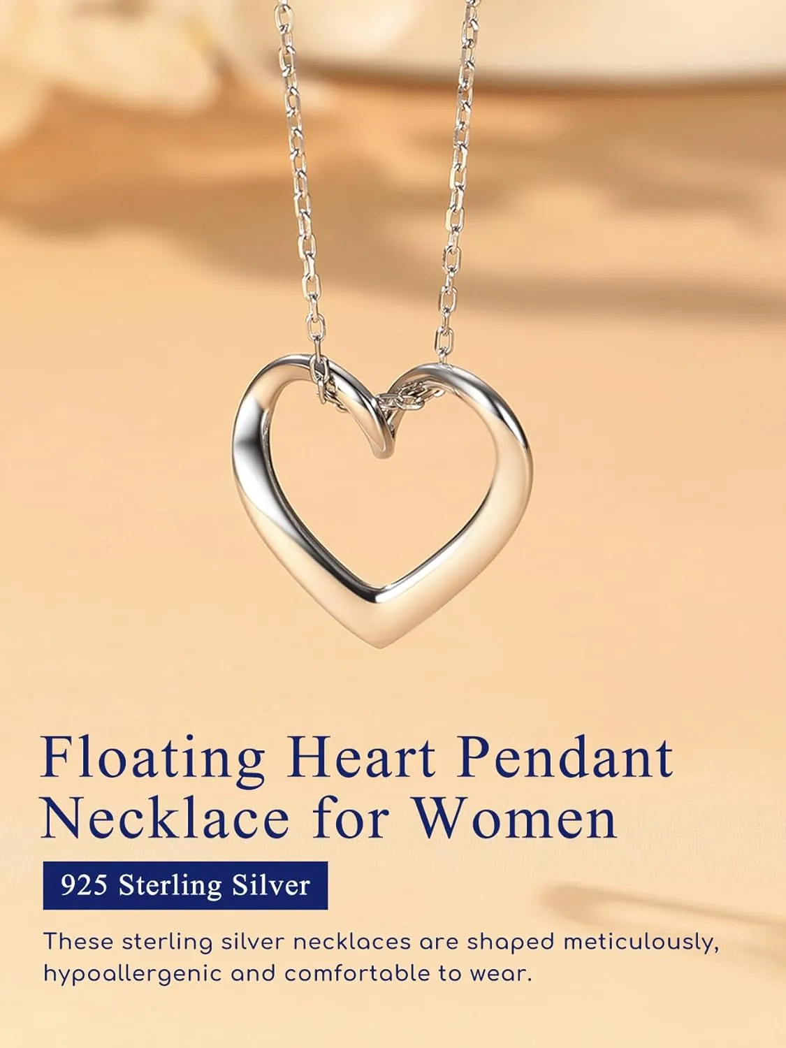 Suplight 925 Sterling Silver Necklaces for Women, Heart/Round Circle Pendant Neckalces Cubic Zirconia Halo Necklace with 16 5 Inches Extender Chain Necklace Dainty Silver Necklace Jewelry for Women
