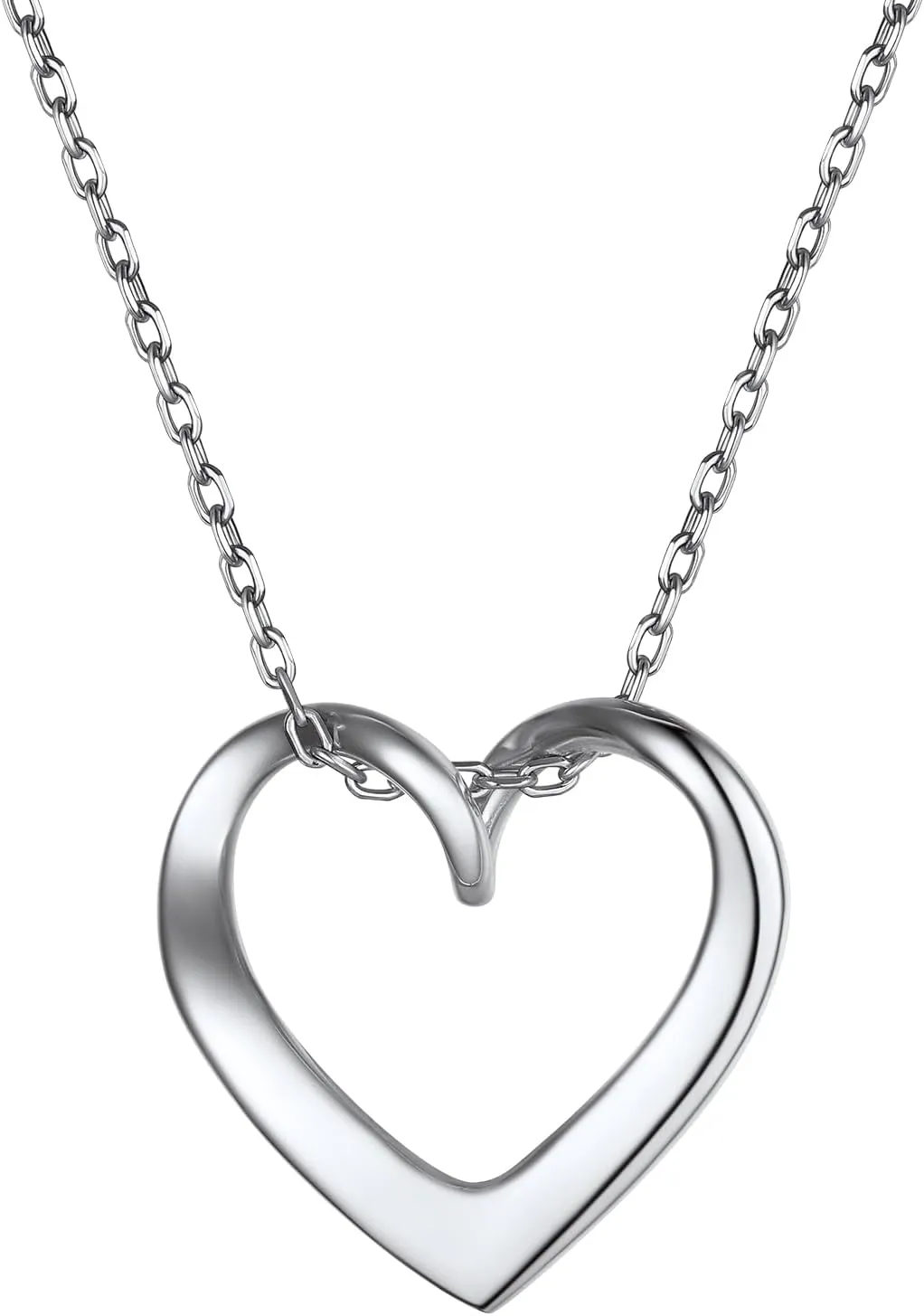 Suplight 925 Sterling Silver Necklaces for Women, Heart/Round Circle Pendant Neckalces Cubic Zirconia Halo Necklace with 16 5 Inches Extender Chain Necklace Dainty Silver Necklace Jewelry for Women