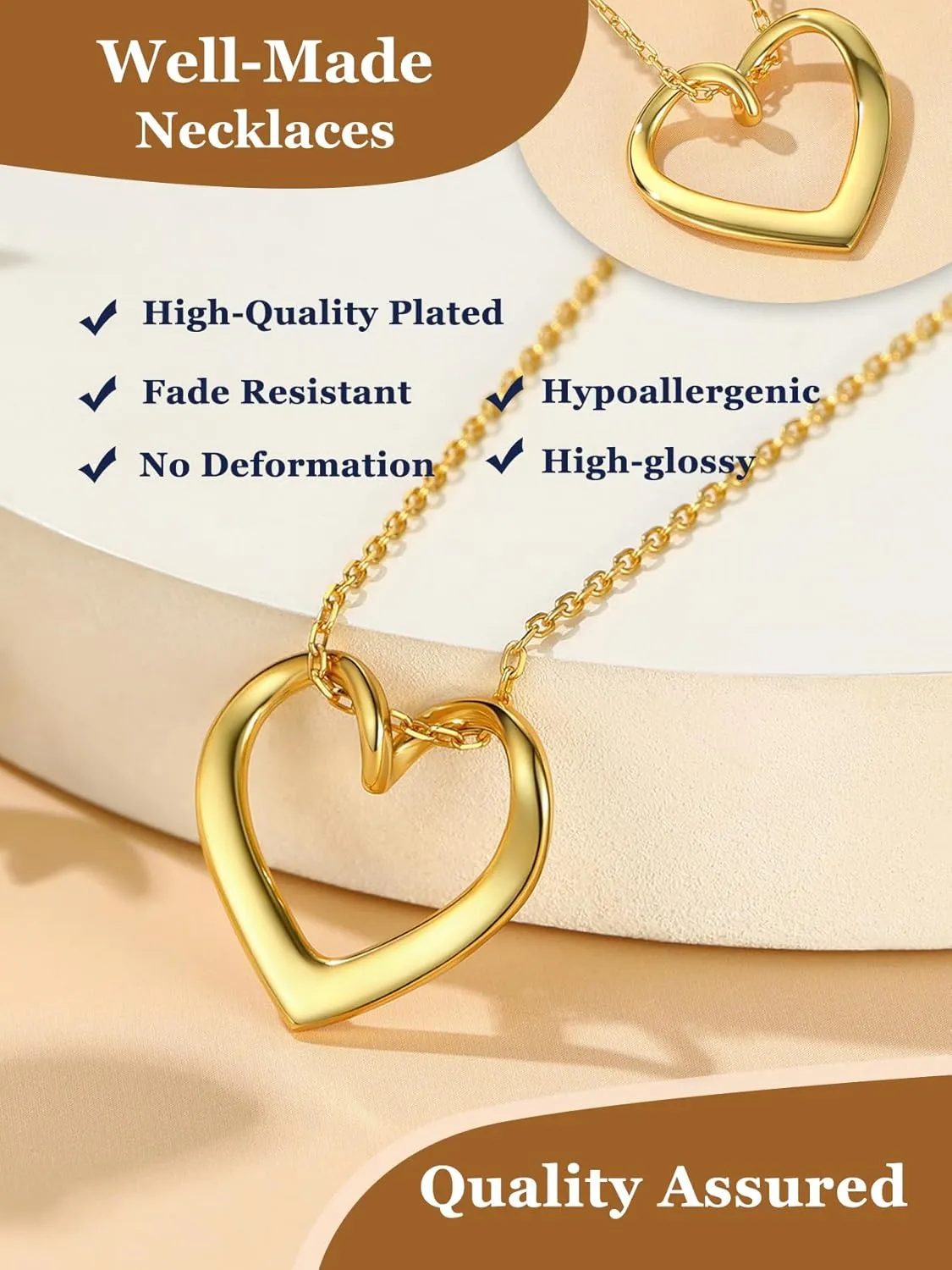 Suplight 925 Sterling Silver Necklaces for Women, Heart/Round Circle Pendant Neckalces Cubic Zirconia Halo Necklace with 16 5 Inches Extender Chain Necklace Dainty Silver Necklace Jewelry for Women