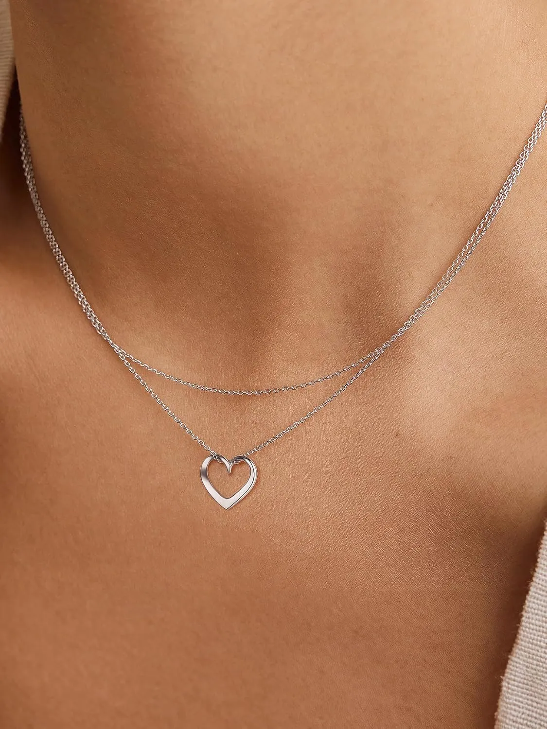Suplight 925 Sterling Silver Necklaces for Women, Heart/Round Circle Pendant Neckalces Cubic Zirconia Halo Necklace with 16 5 Inches Extender Chain Necklace Dainty Silver Necklace Jewelry for Women