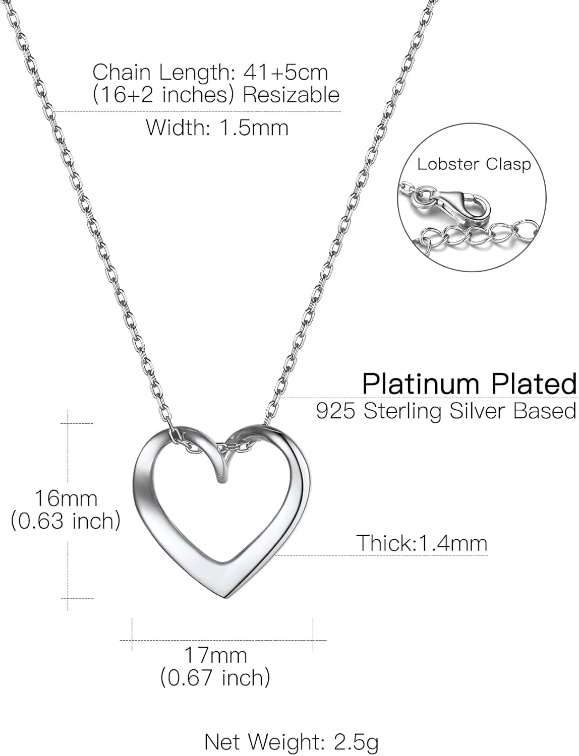 Suplight 925 Sterling Silver Necklaces for Women, Heart/Round Circle Pendant Neckalces Cubic Zirconia Halo Necklace with 16 5 Inches Extender Chain Necklace Dainty Silver Necklace Jewelry for Women