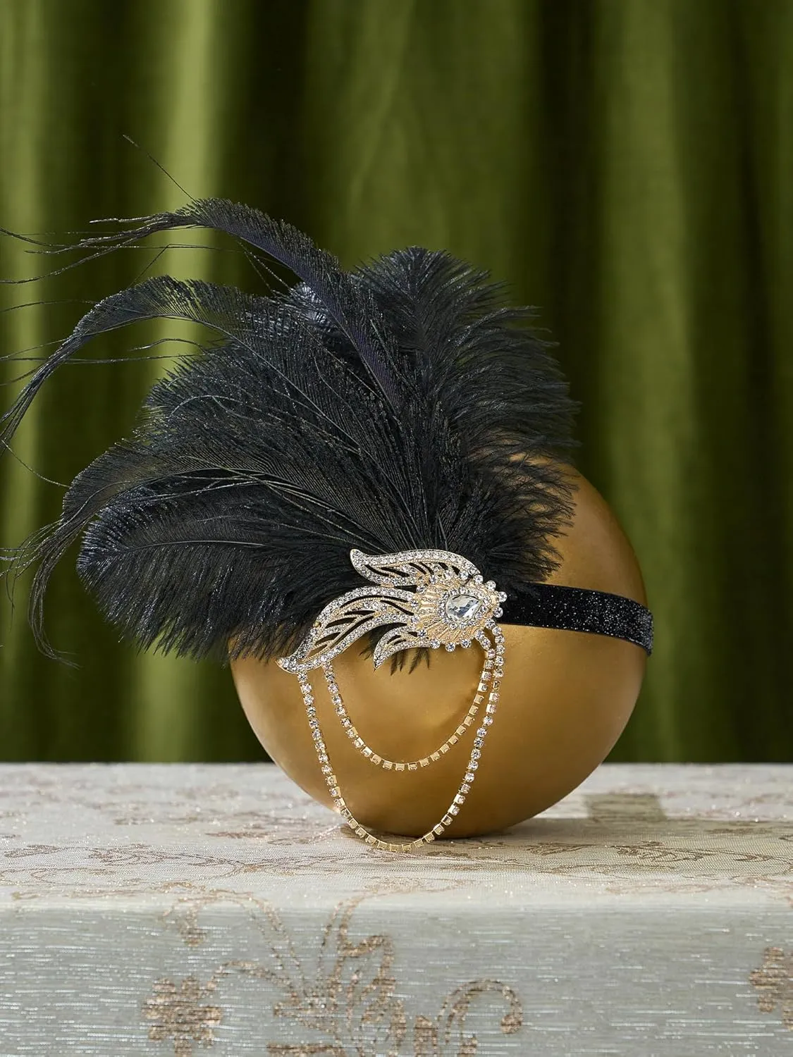 SWEETV 1920s Flapper Accessories Set for Women, Roaring 20s Great Gatsby Headband Flapper Costume Accessories 070409