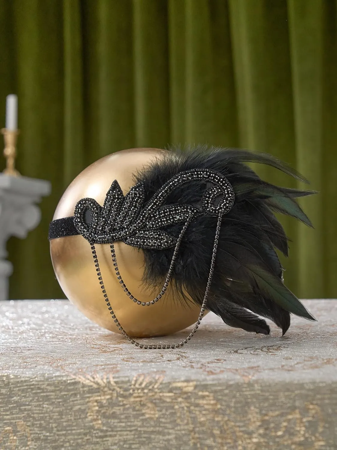 SWEETV 1920s Flapper Accessories Set for Women, Roaring 20s Great Gatsby Headband Flapper Costume Accessories