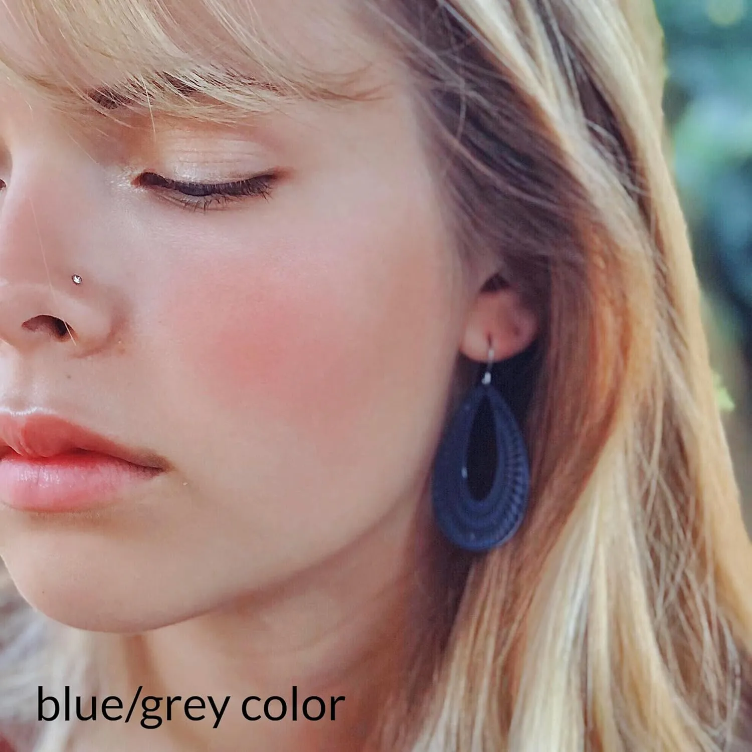 Teardrop Dangle Earrings Geometric Cutout Hypoallergenic Titanium Hooks (Black)