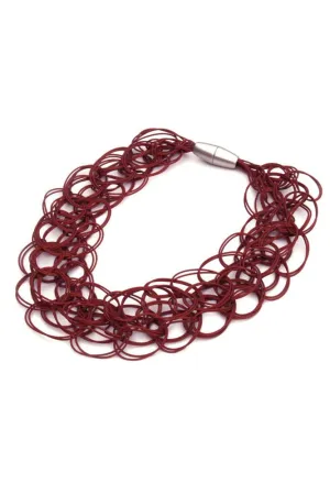 Tejer PVC Open Weave Long Necklace by Rosalba Galati - Red Pastel