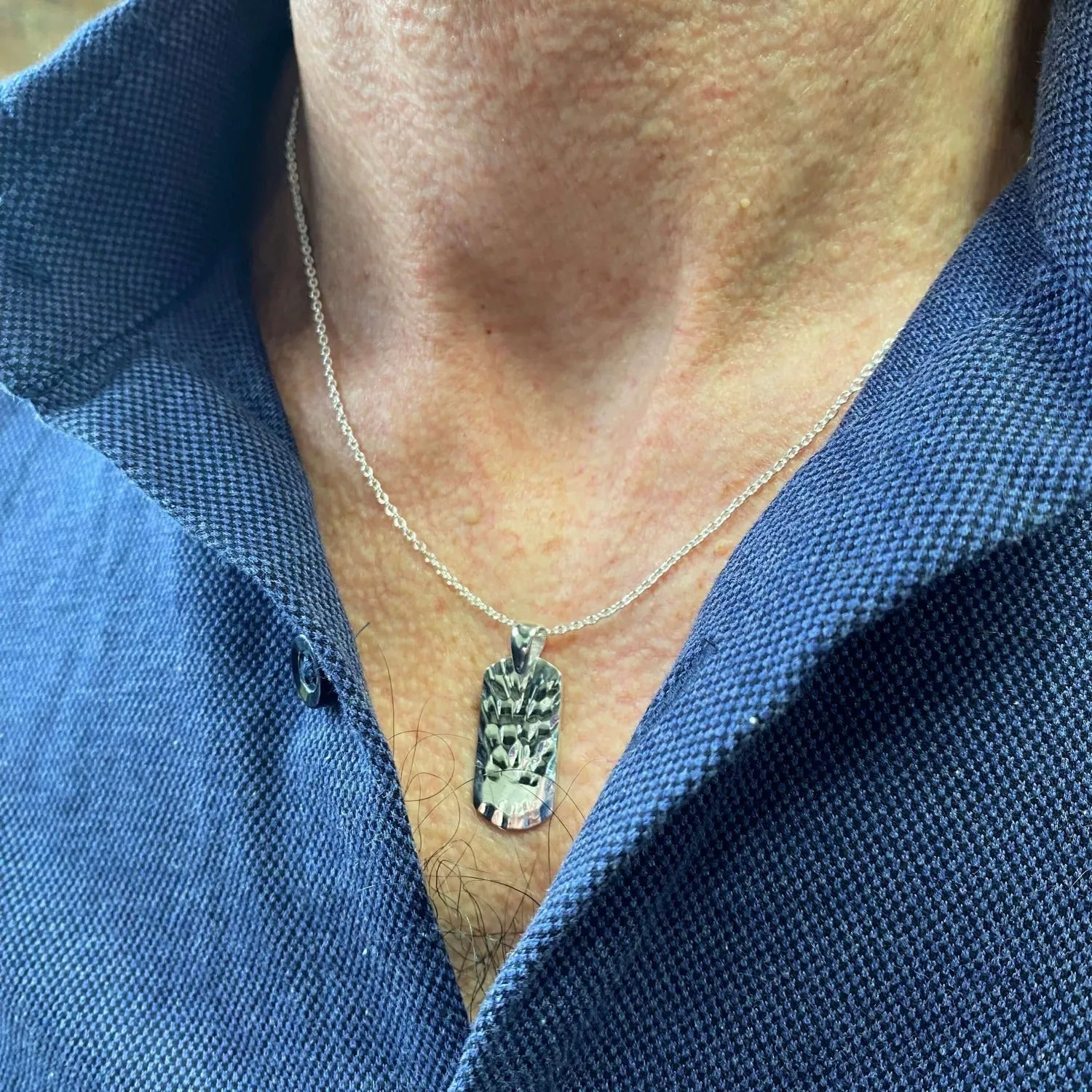Textured Dog Tag Pendant