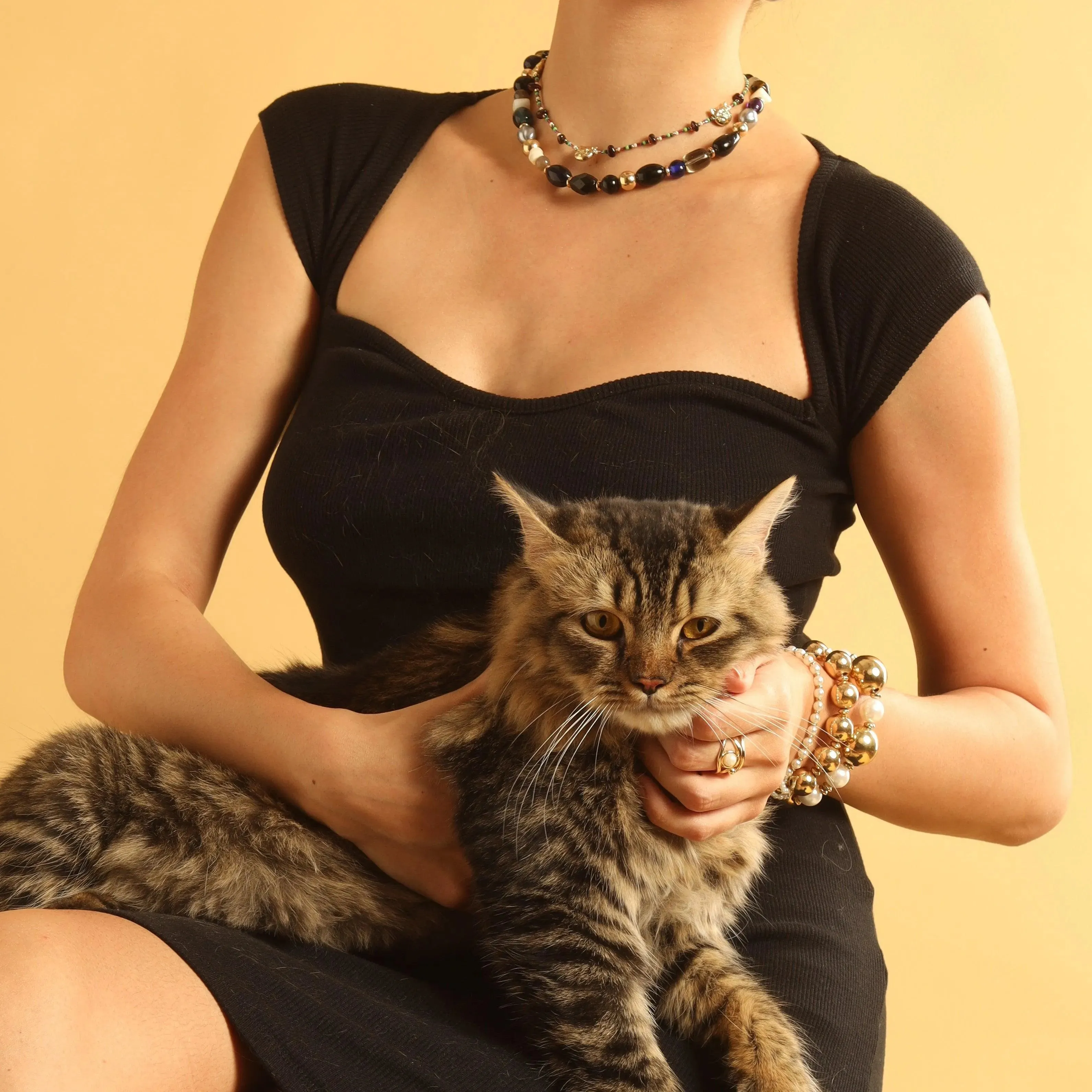TFC Black Beads Choker Necklace
