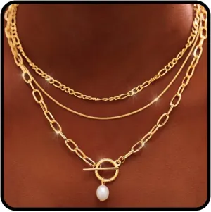 Tgirls Gold Layered Necklaces Dainty Snake Chain Necklace Minimalist Choker Necklace Jewelry for Women