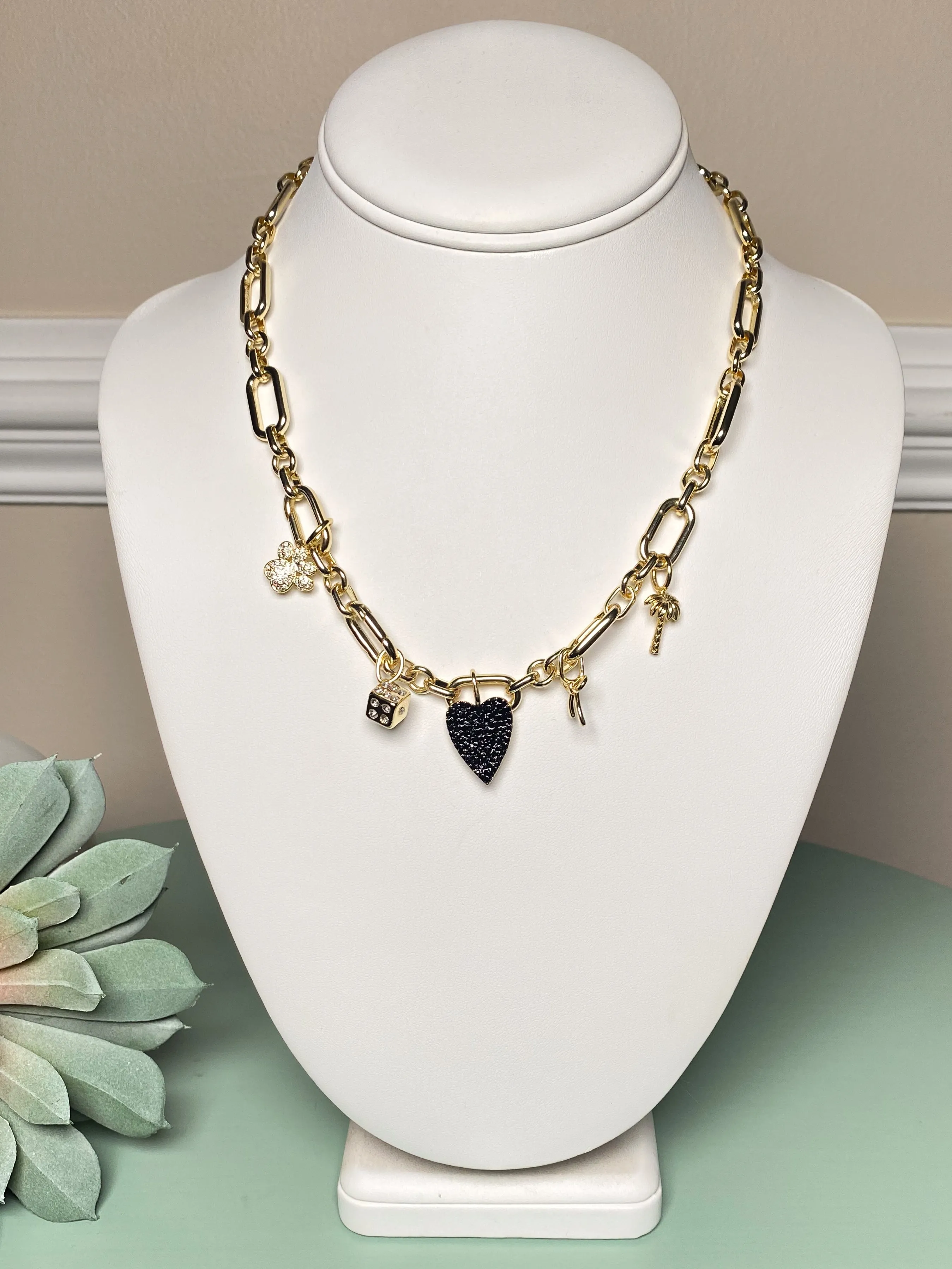 'The Collectors' Gold Link Necklace with Charm Compatible Hinges