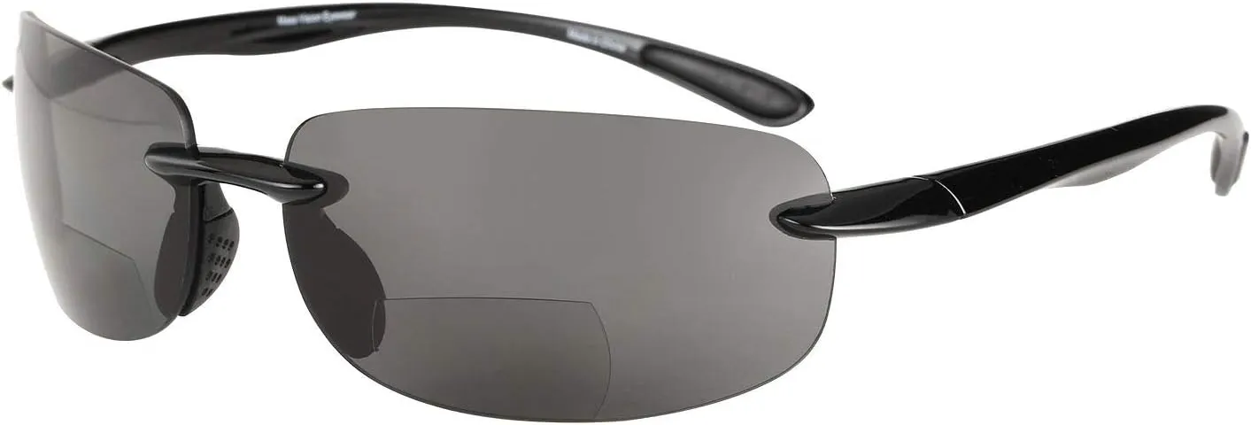 'The Influencer' 2 Pair of Lightweight Sport Wrap Polarized Bifocal Reading Sunglasses for Men and Women