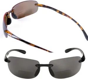 'The Influencer' 2 Pair of Lightweight Sport Wrap Polarized Bifocal Reading Sunglasses for Men and Women