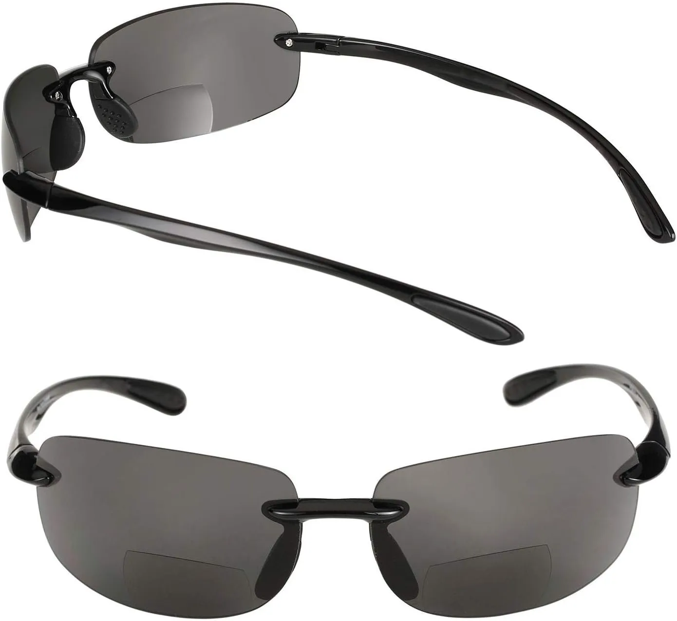 'The Influencer' 2 Pair of Lightweight Sport Wrap Polarized Bifocal Reading Sunglasses for Men and Women