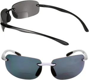 'The Influencer' 2 Pair of Lightweight Sport Wrap Polarized Bifocal Reading Sunglasses for Men and Women