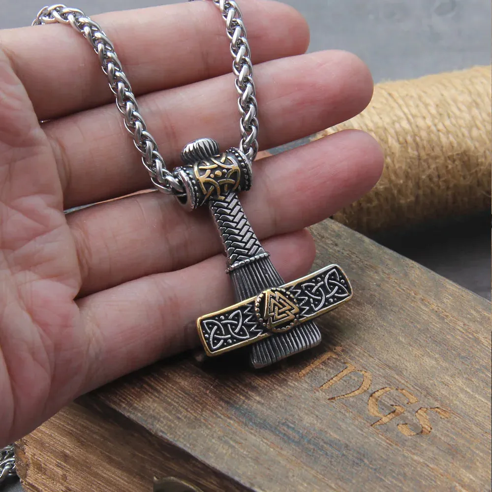 Thor's Hammer With Norwegian Rune Viking Necklace