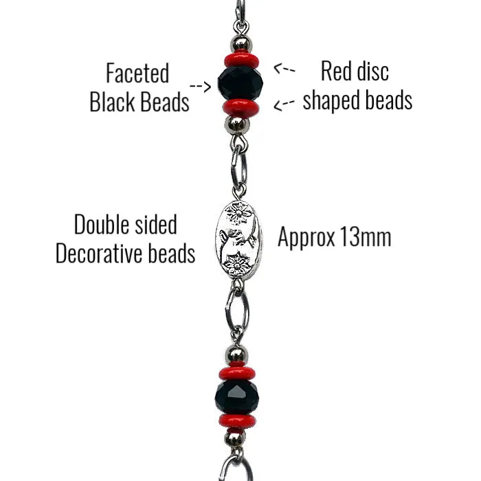 TIMELESS BLACK and RED LANYARD Necklace
