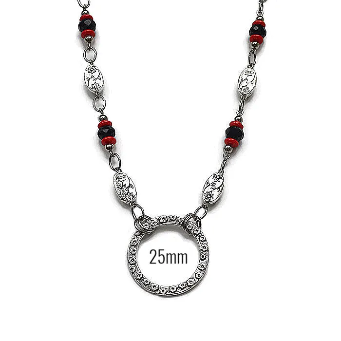 TIMELESS BLACK and RED LANYARD Necklace