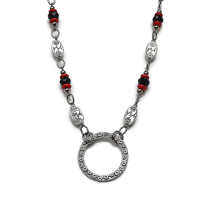 TIMELESS BLACK and RED LANYARD Necklace