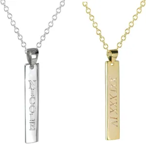 Tina&Co Personalized Name Necklace Custom Engraved Vertical Bar Silver Necklaces Gift For Mom Sisters-10