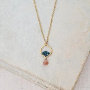 Tiny Arabesque Necklace with Sunstone