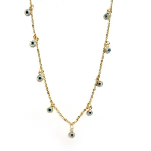 tiny dangling eye charm necklace