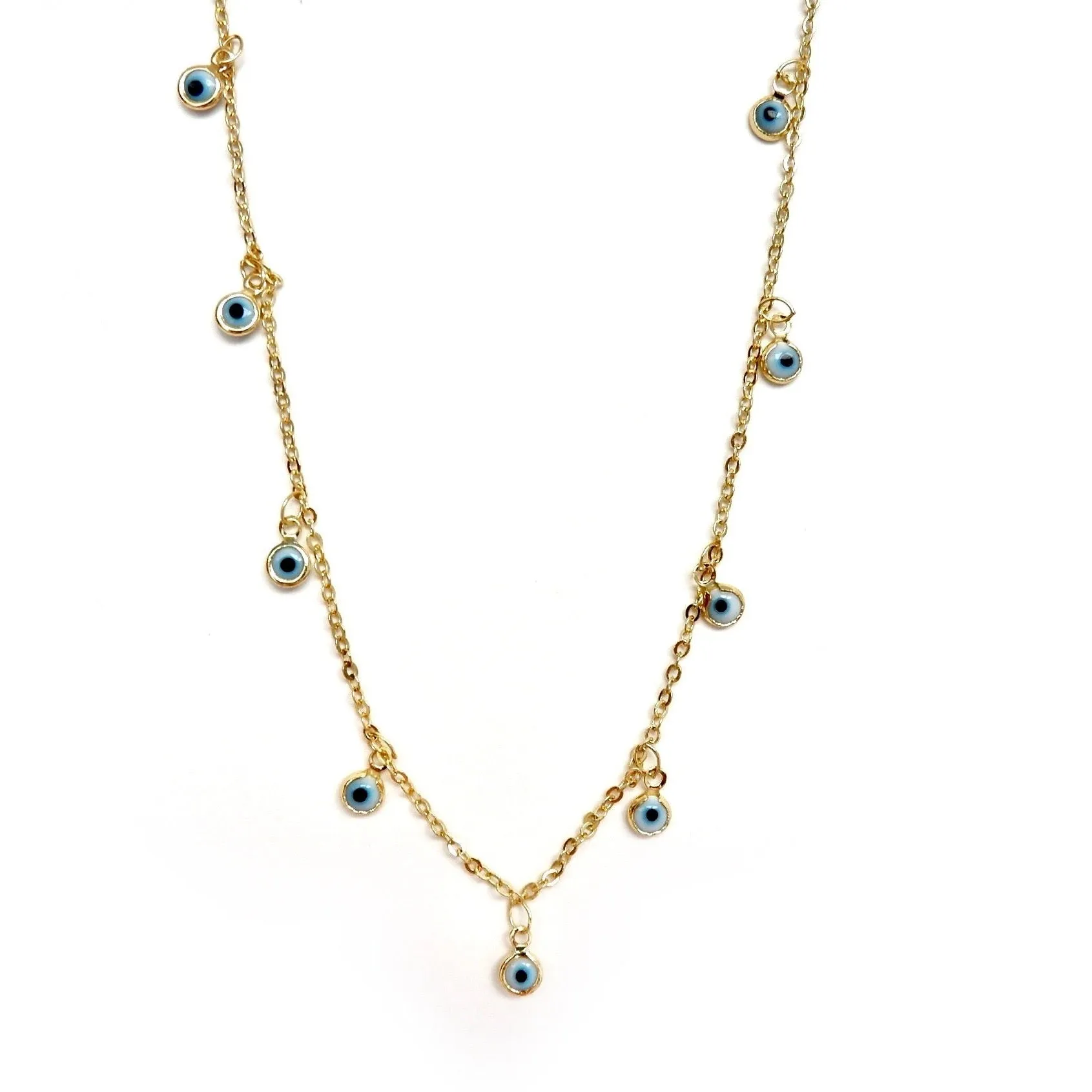 tiny dangling eye charm necklace
