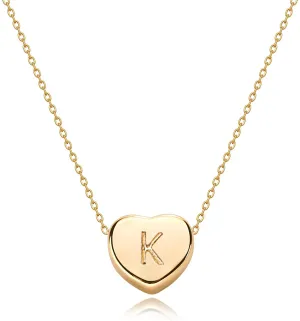Tiny Gold Initial Heart Necklace-14K Gold Filled Handmade Dainty Personalized Letter Heart Choker Necklace Gift for Women Necklace Jewelry