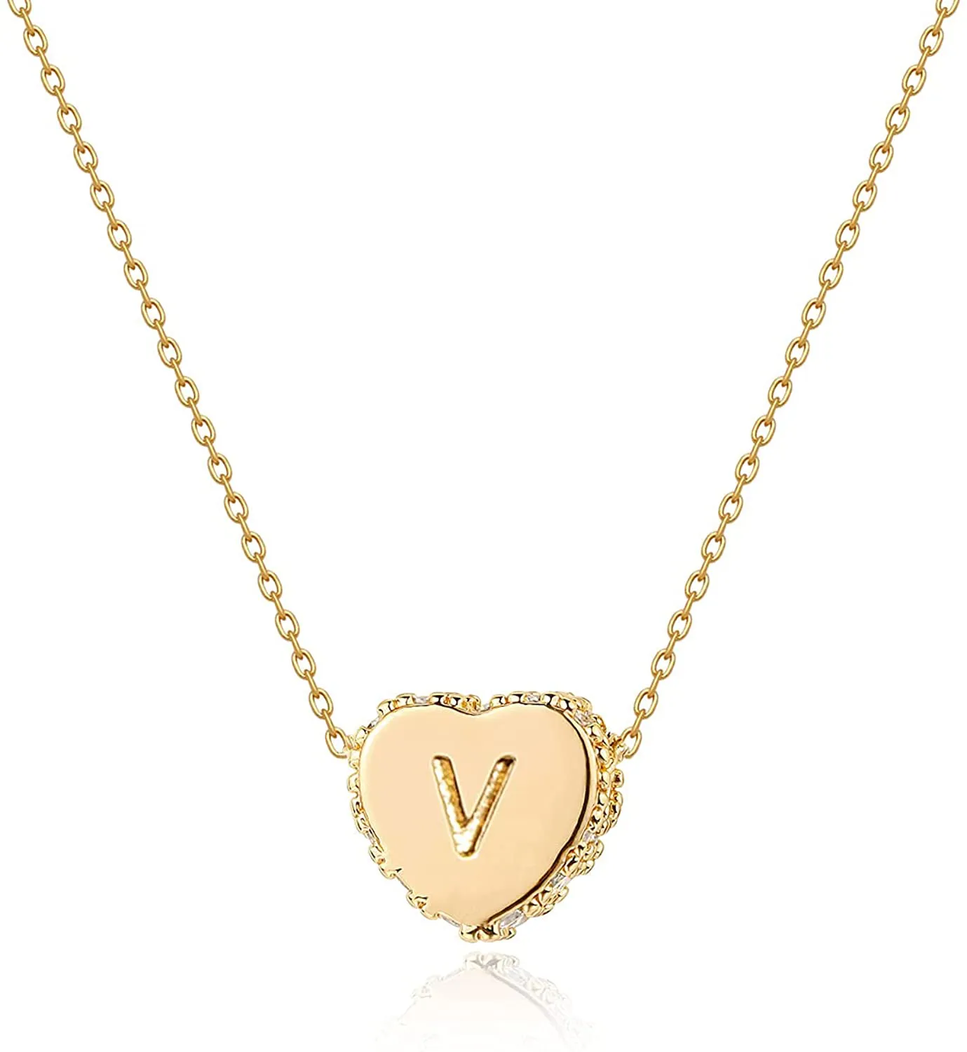 Tiny Gold Initial Heart Necklace-14K Gold Filled Handmade Dainty Personalized Letter Heart Choker Necklace Gift for Women Necklace Jewelry