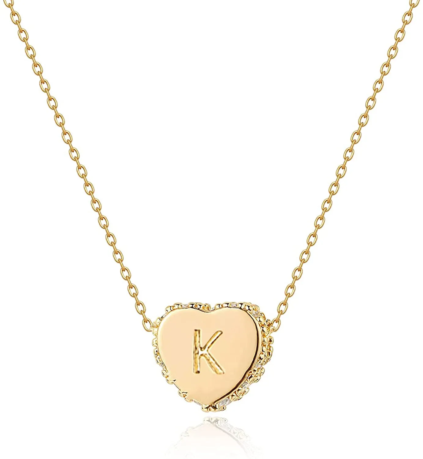 Tiny Gold Initial Heart Necklace-14K Gold Filled Handmade Dainty Personalized Letter Heart Choker Necklace Gift for Women Necklace Jewelry