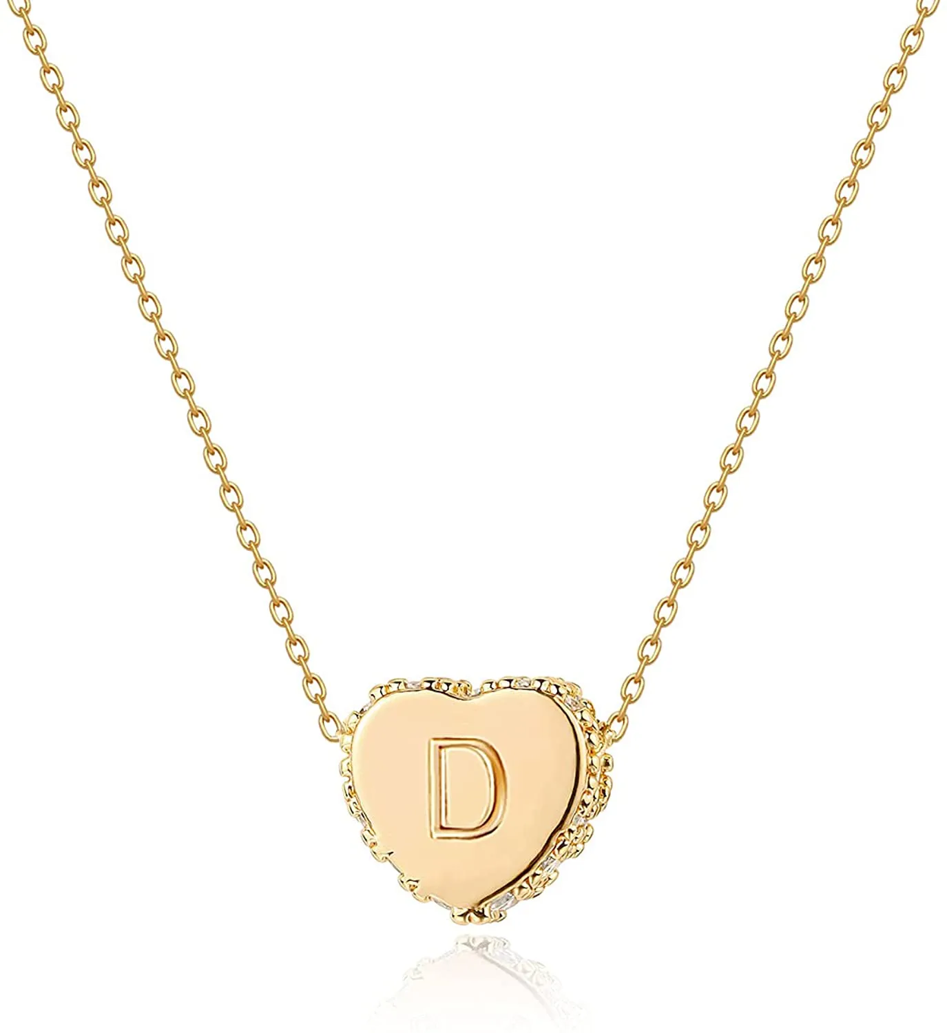 Tiny Gold Initial Heart Necklace-14K Gold Filled Handmade Dainty Personalized Letter Heart Choker Necklace Gift for Women Necklace Jewelry