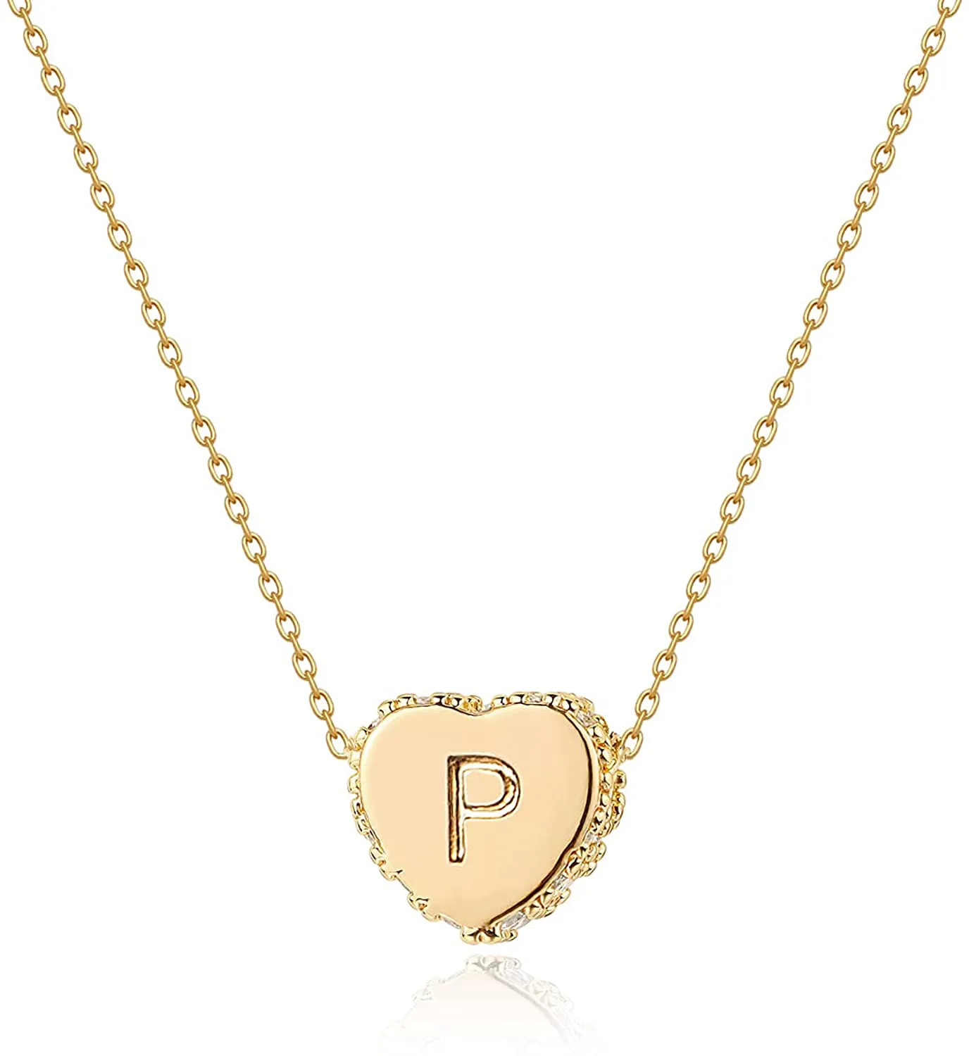 Tiny Gold Initial Heart Necklace-14K Gold Filled Handmade Dainty Personalized Letter Heart Choker Necklace Gift for Women Necklace Jewelry