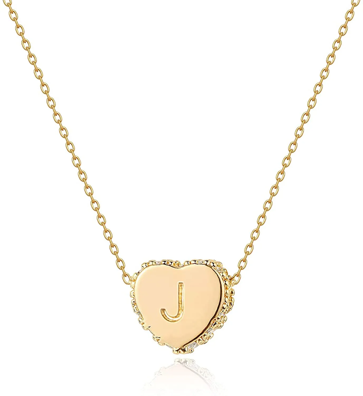 Tiny Gold Initial Heart Necklace-14K Gold Filled Handmade Dainty Personalized Letter Heart Choker Necklace Gift for Women Necklace Jewelry