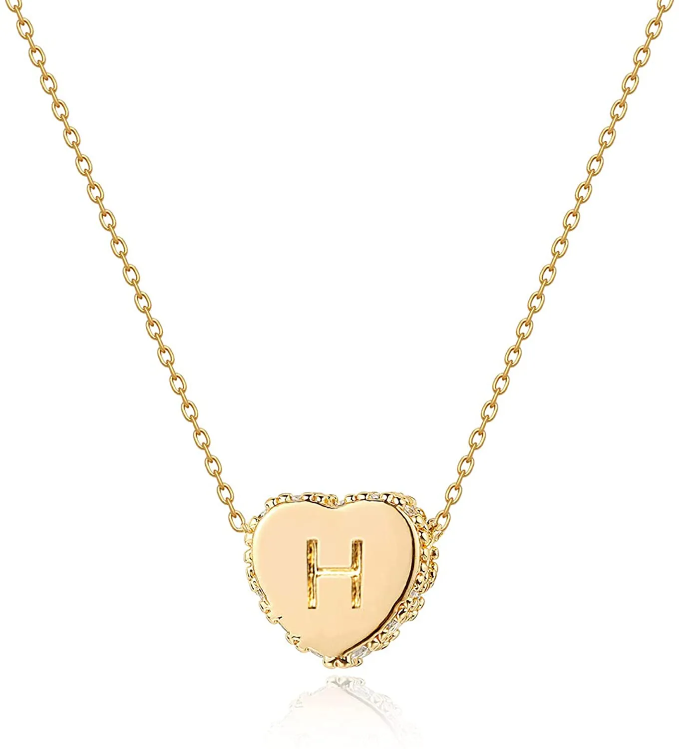 Tiny Gold Initial Heart Necklace-14K Gold Filled Handmade Dainty Personalized Letter Heart Choker Necklace Gift for Women Necklace Jewelry