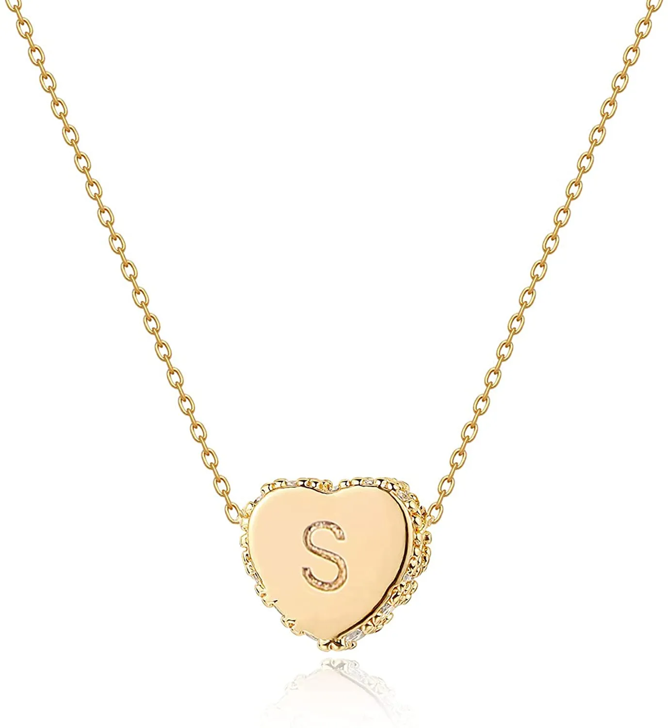 Tiny Gold Initial Heart Necklace-14K Gold Filled Handmade Dainty Personalized Letter Heart Choker Necklace Gift for Women Necklace Jewelry
