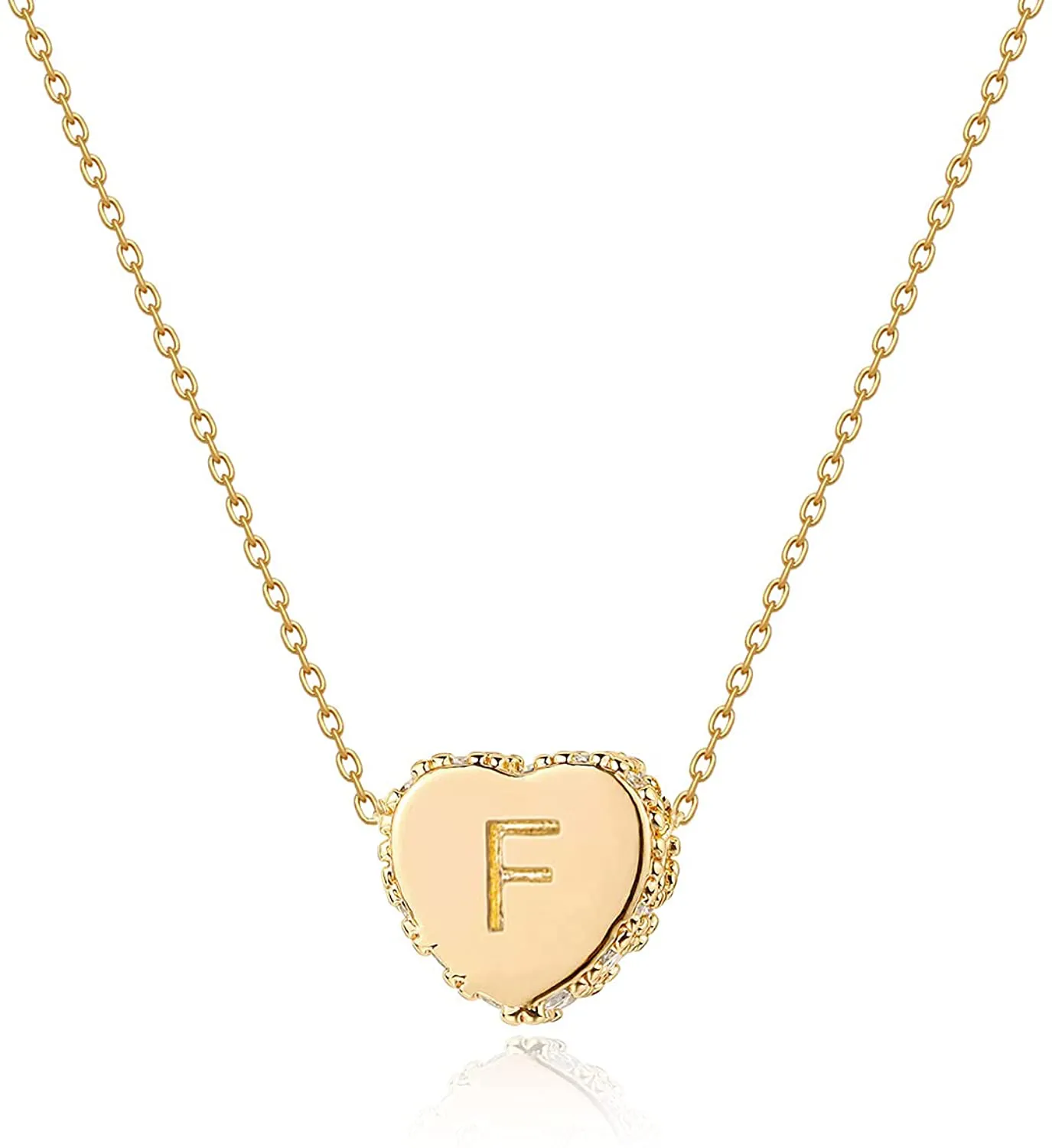 Tiny Gold Initial Heart Necklace-14K Gold Filled Handmade Dainty Personalized Letter Heart Choker Necklace Gift for Women Necklace Jewelry